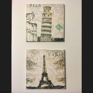 Eiffel Tower and Leaning Tower of Pisa canvas art